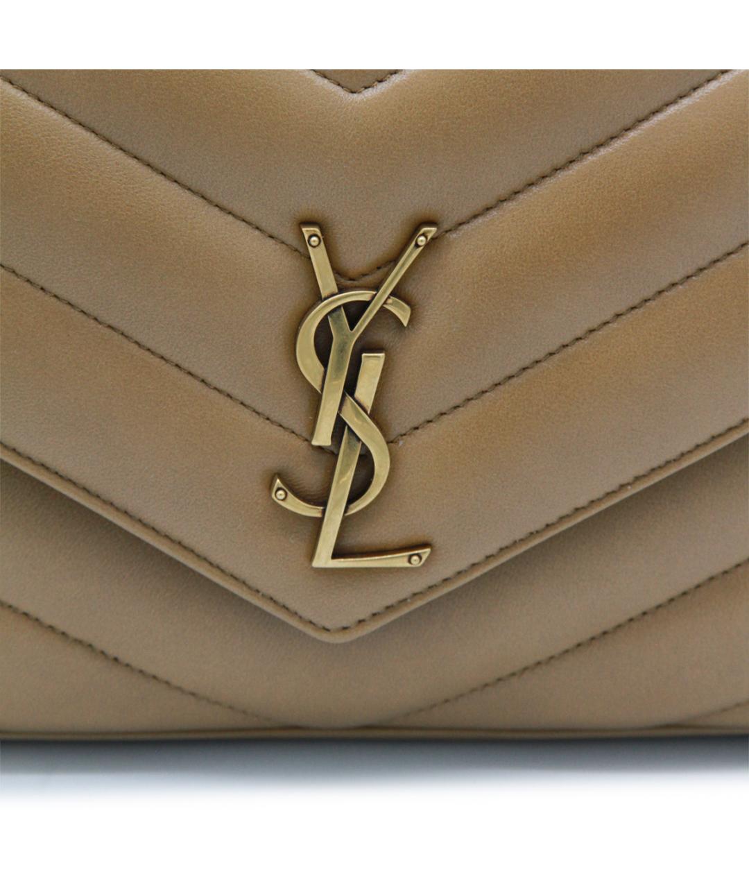 SAINT LAURENT Бежевая кожаная сумка через плечо, фото 4