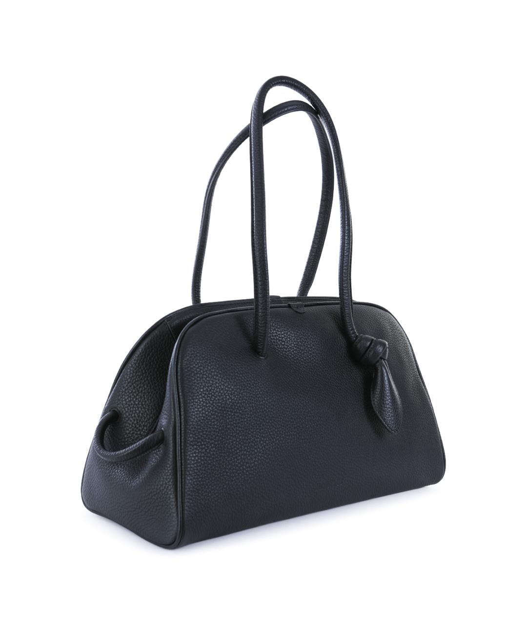 JACQUEMUS Черная кожаная сумка тоут, фото 3