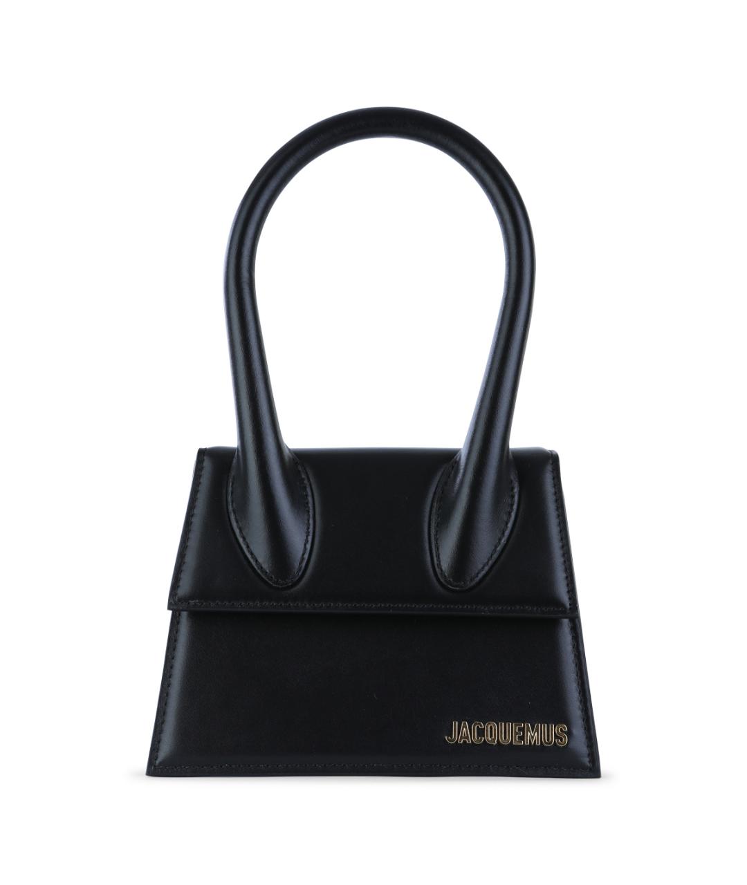 JACQUEMUS Черная кожаная сумка с короткими ручками, фото 1