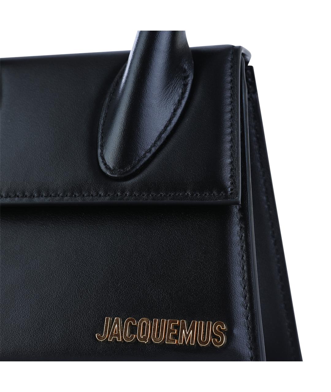 JACQUEMUS Черная кожаная сумка с короткими ручками, фото 4