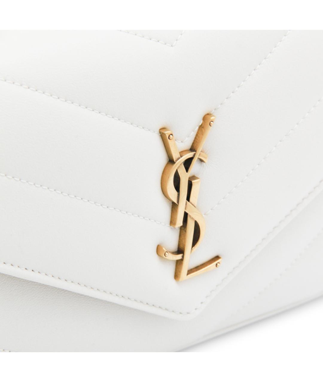 SAINT LAURENT Белая кожаная сумка через плечо, фото 4