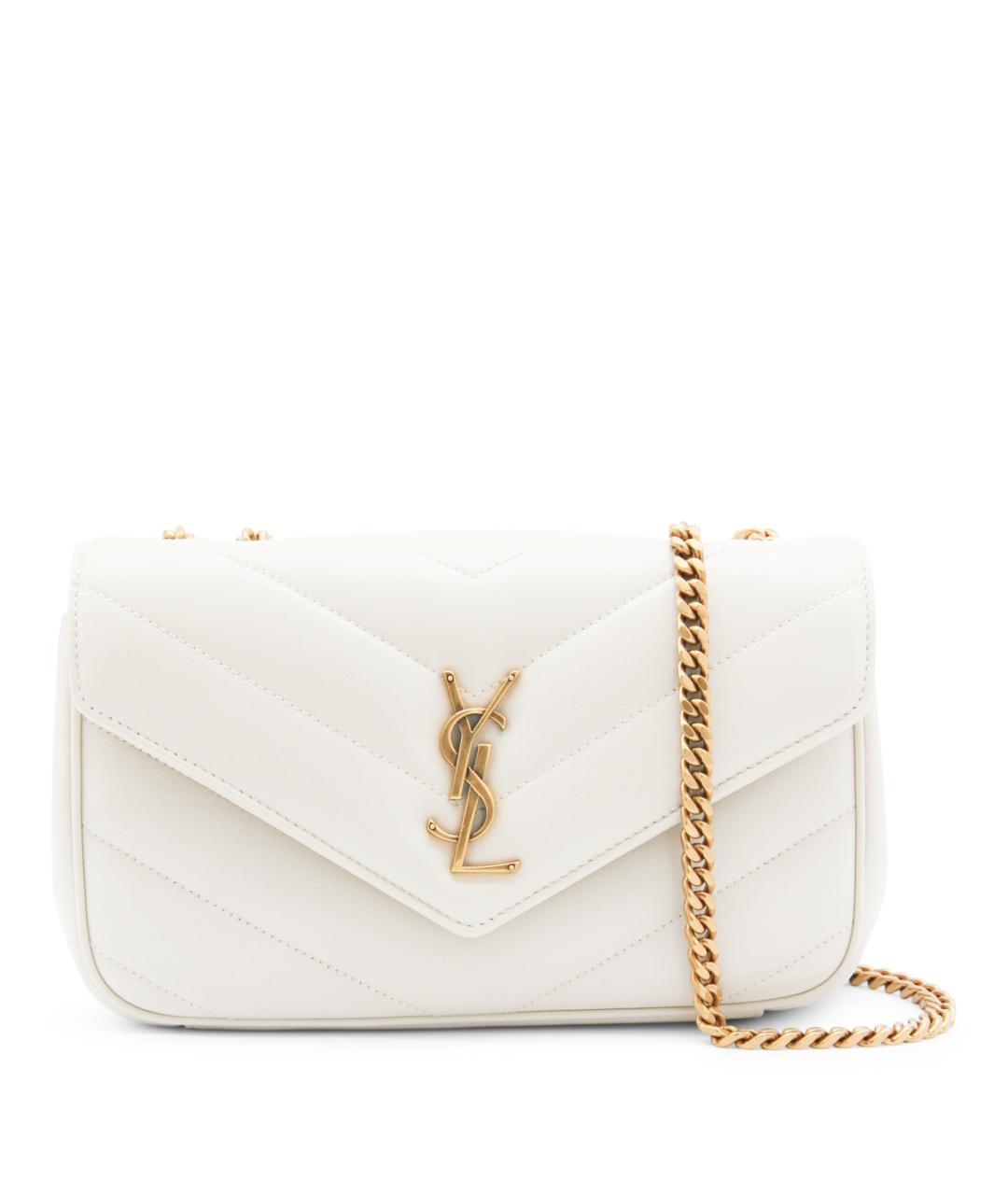 SAINT LAURENT Белая кожаная сумка через плечо, фото 1