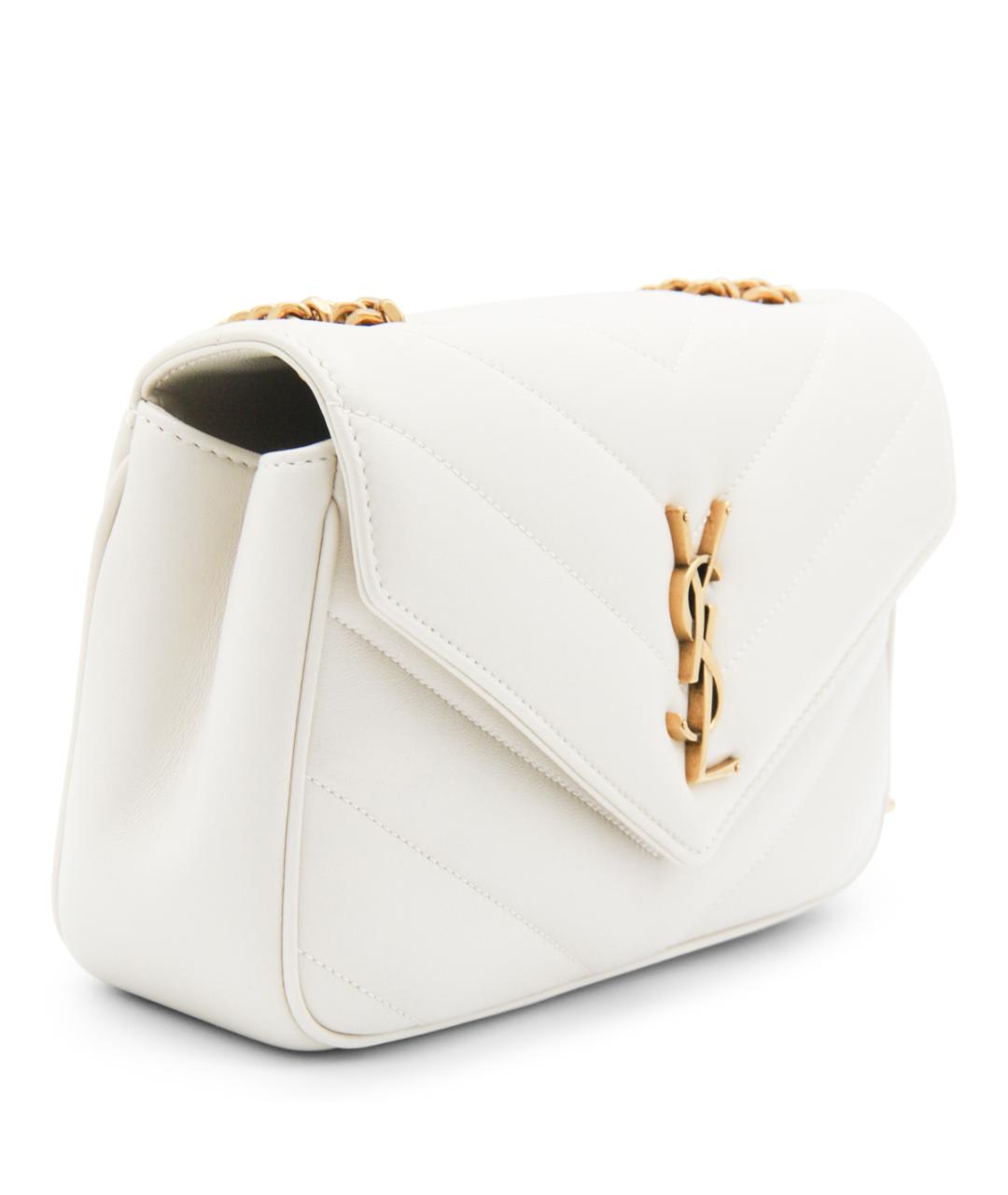 SAINT LAURENT Белая кожаная сумка через плечо, фото 2