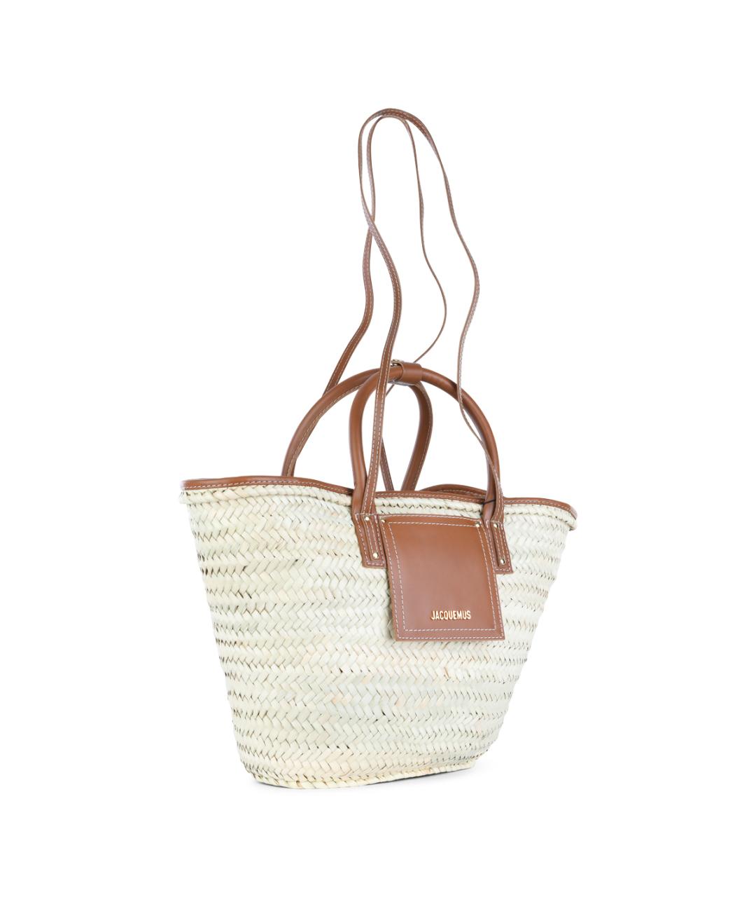 JACQUEMUS Бежевая пелетеная сумка тоут, фото 2