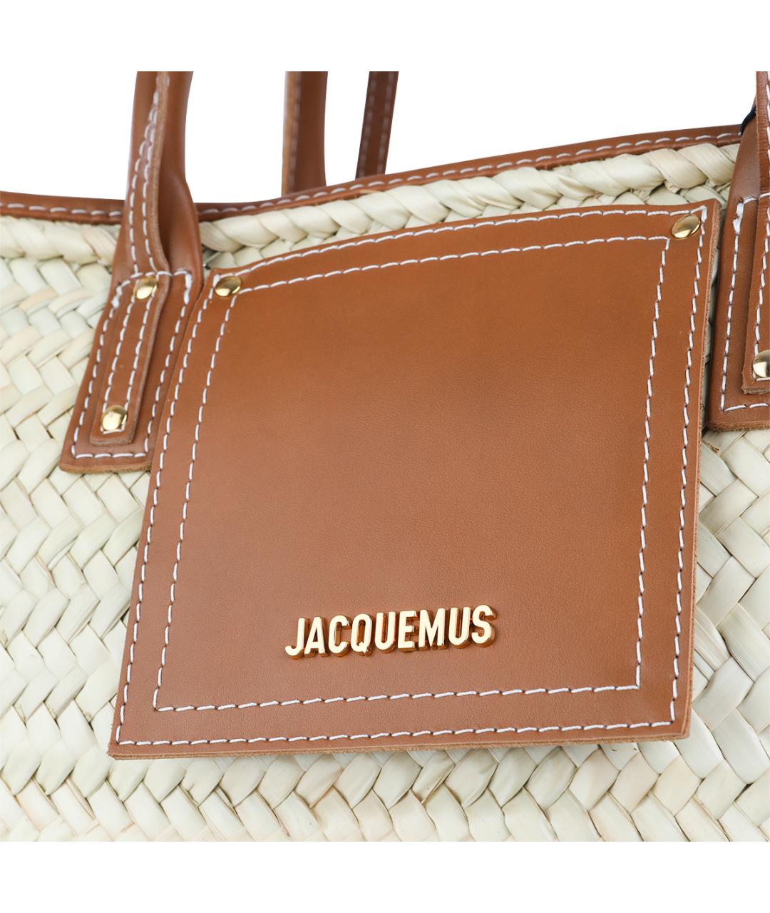 JACQUEMUS Бежевая пелетеная сумка тоут, фото 4