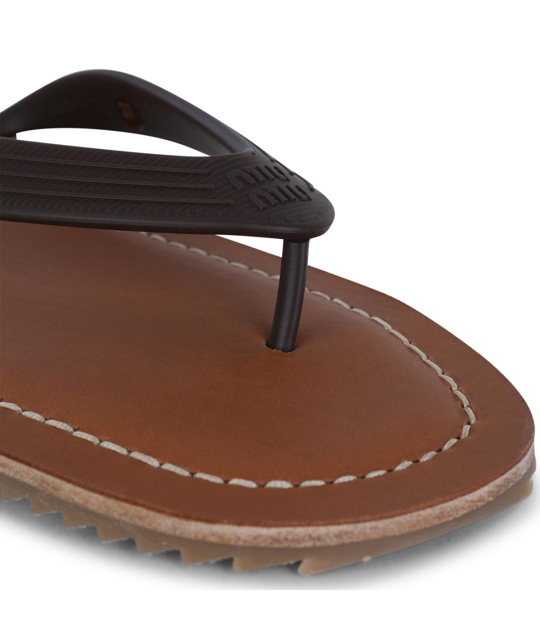 MIU MIU Коричневые шлепанцы, фото 4