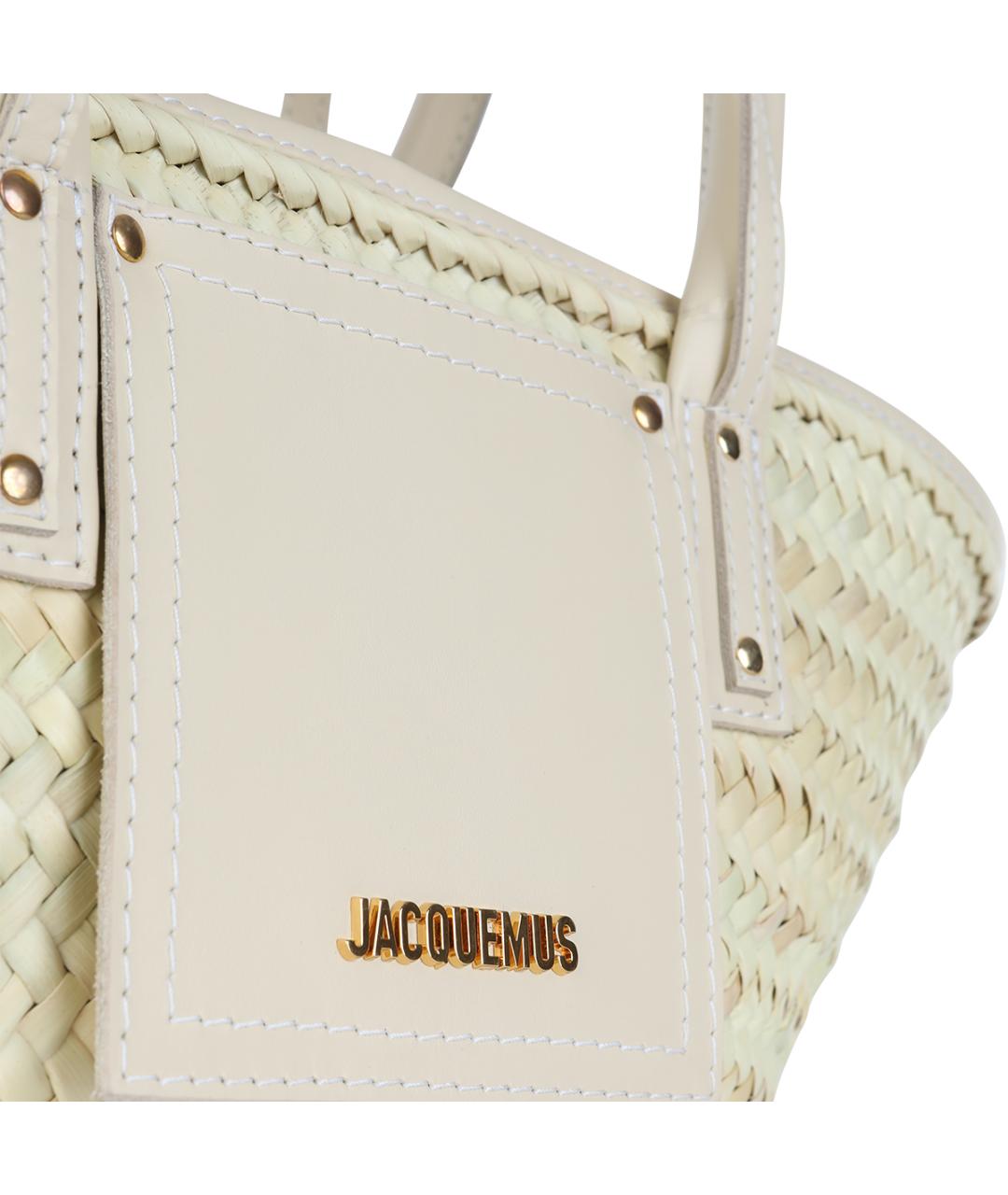 JACQUEMUS Бежевая пелетеная сумка тоут, фото 4