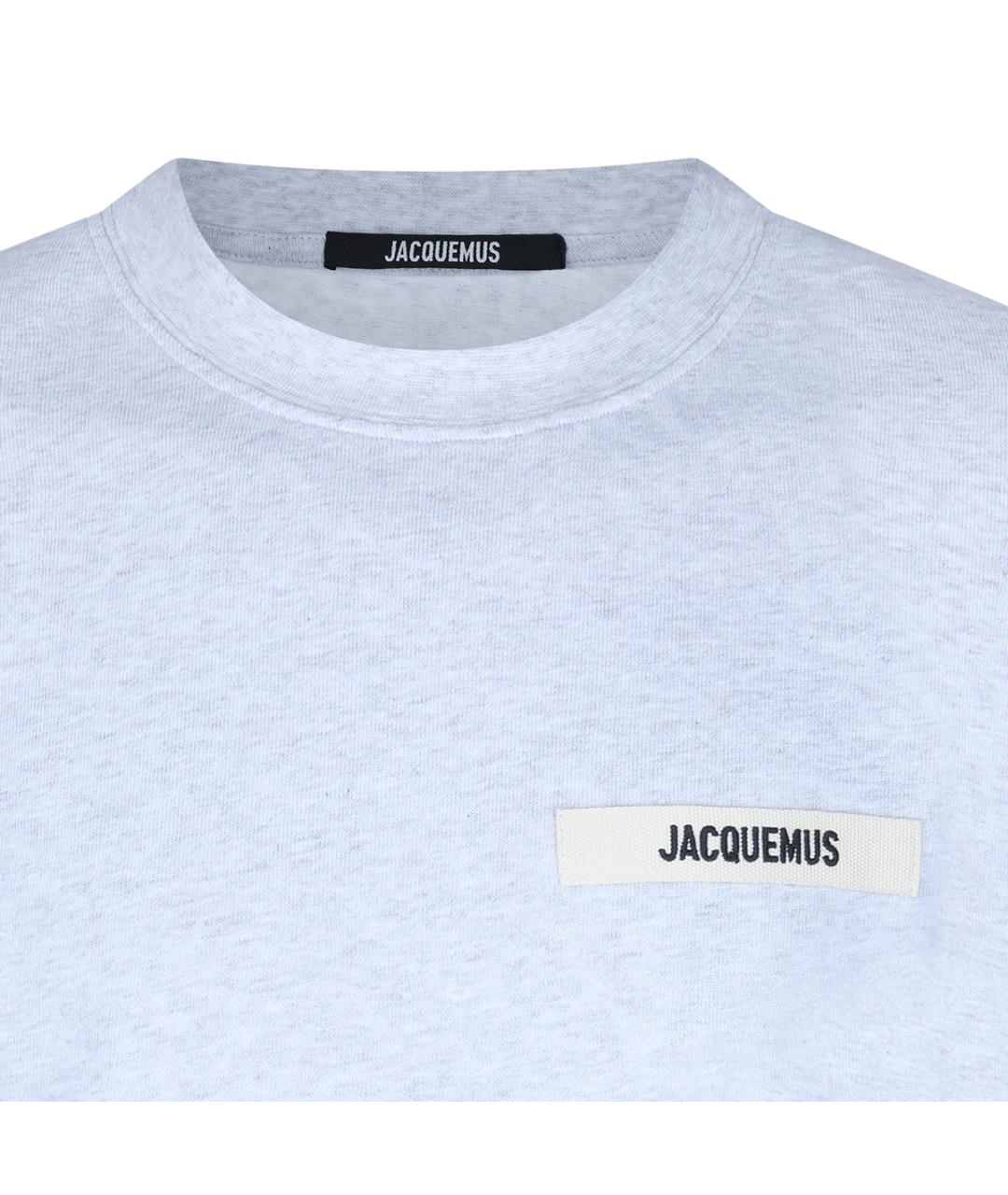 JACQUEMUS Серая хлопковая футболка, фото 3