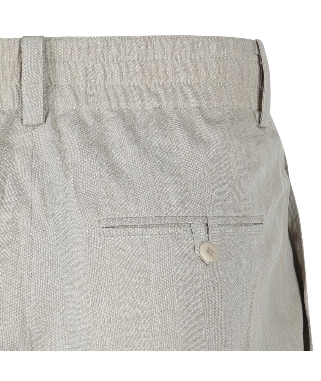 JACQUEMUS Бежевые льняные повседневные брюки, фото 4