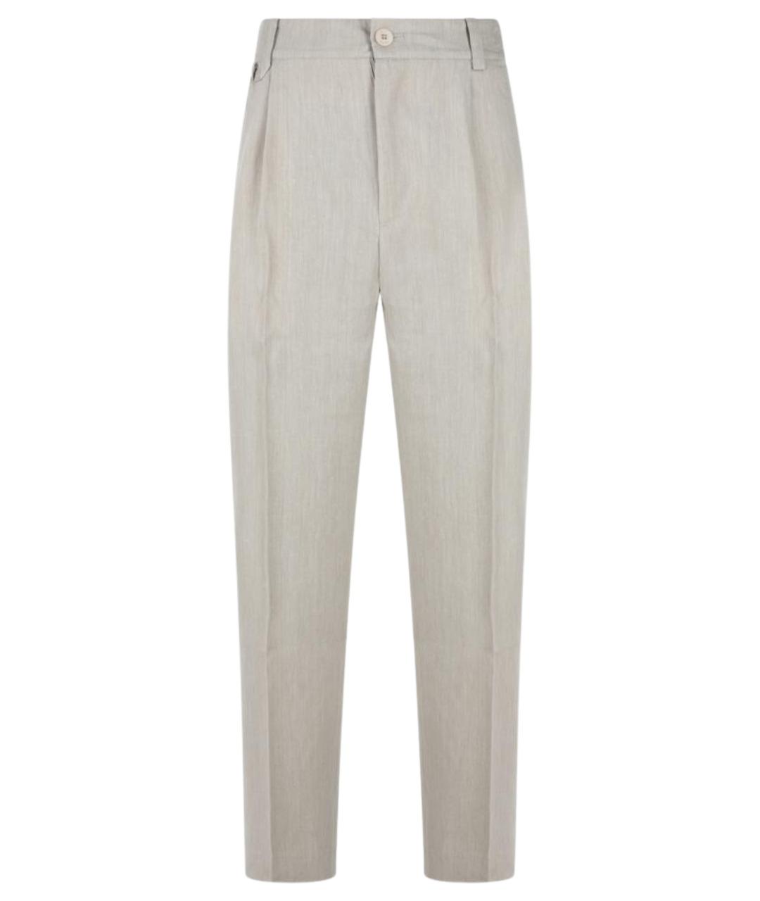 JACQUEMUS Бежевые льняные повседневные брюки, фото 1