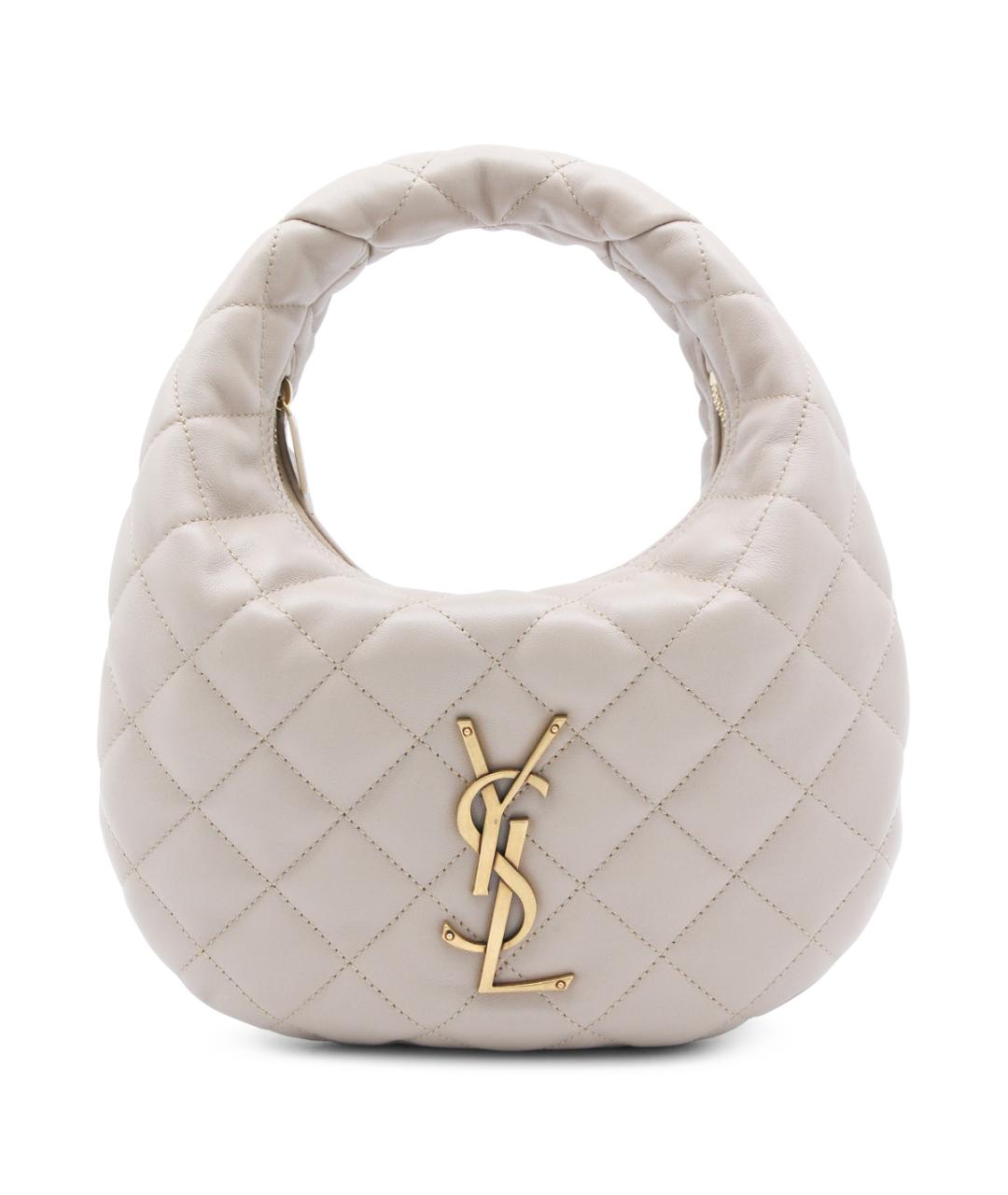 SAINT LAURENT Бежевая кожаная сумка через плечо, фото 1