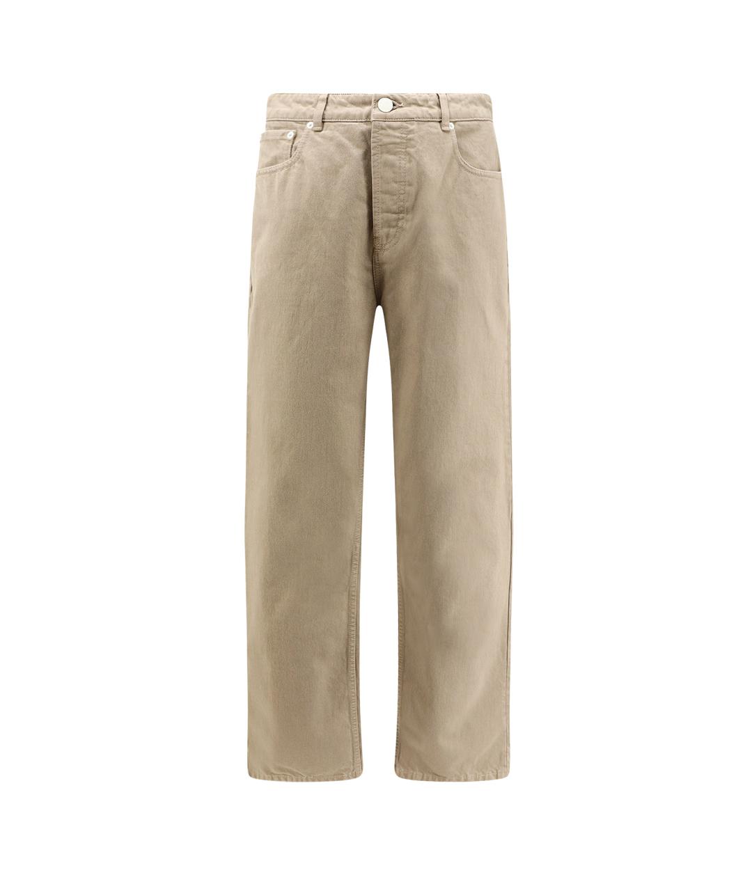 Ami Paris Бежевые хлопковые прямые джинсы, фото 1
