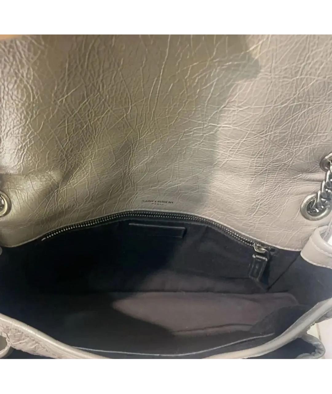 SAINT LAURENT Серая кожаная сумка через плечо, фото 4