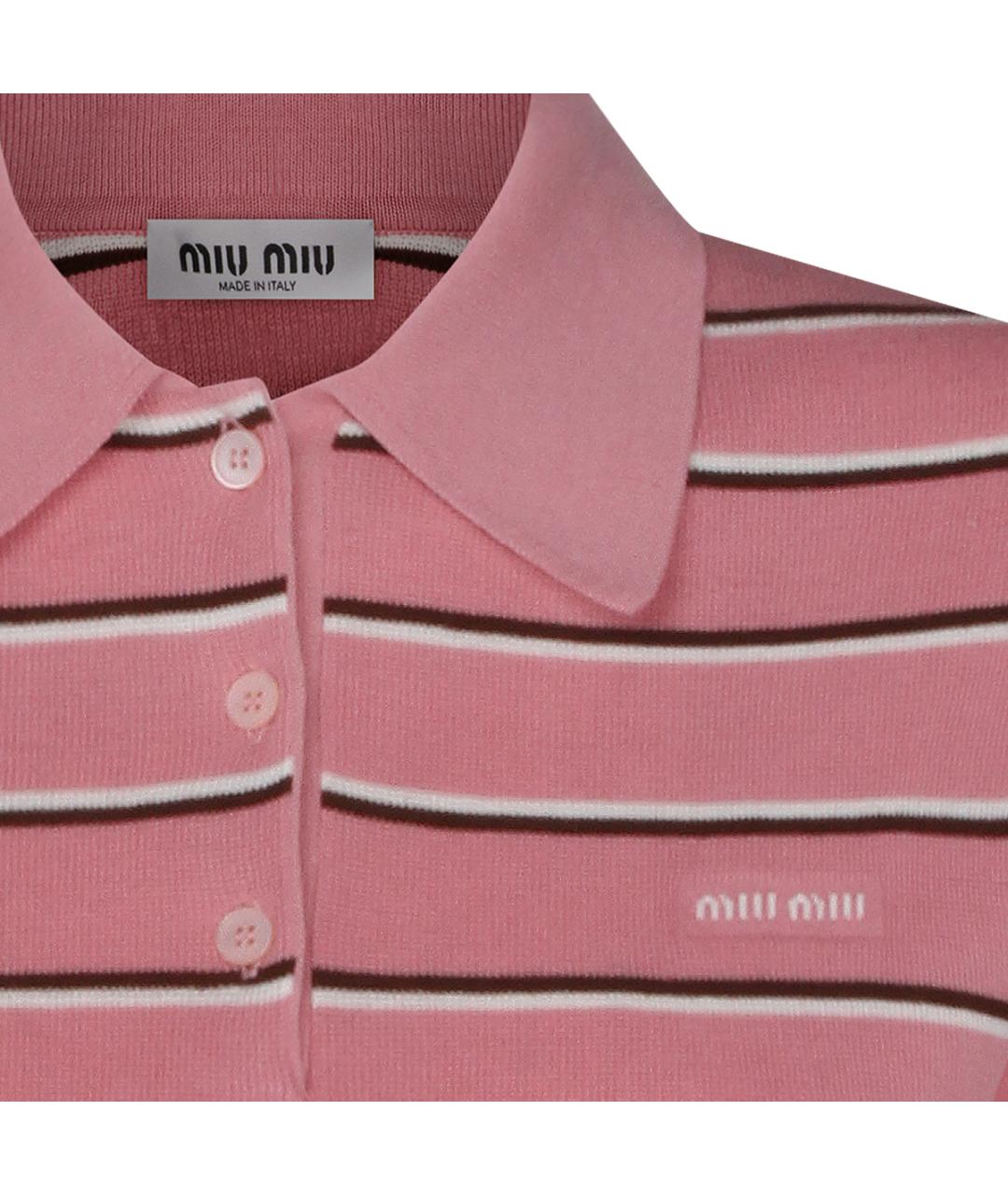 MIU MIU Розовая хлопко-эластановая футболка, фото 3