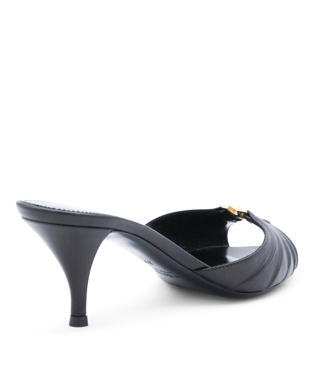 SAINT LAURENT Черные кожаные мюли, фото 3