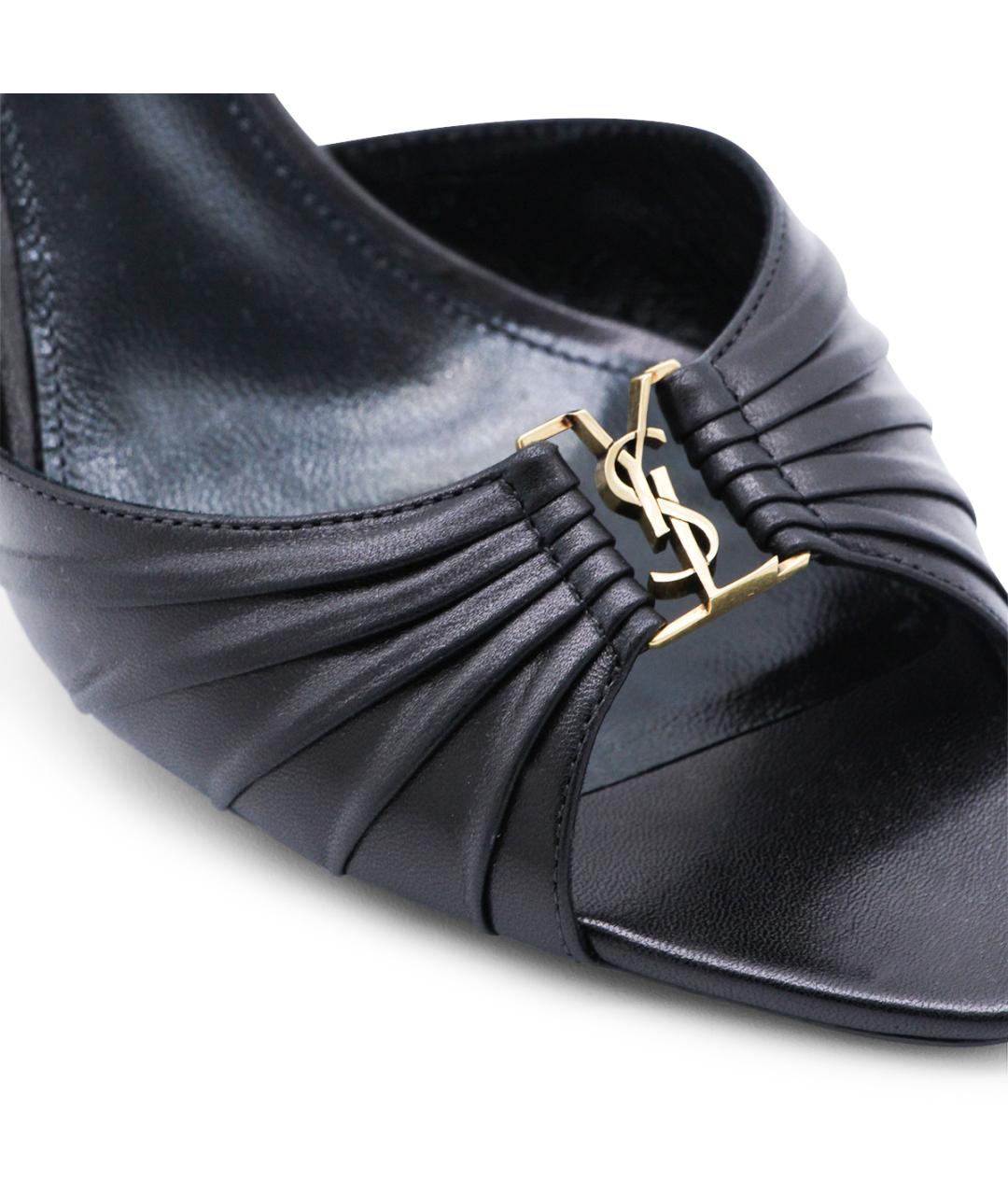 SAINT LAURENT Черные кожаные мюли, фото 4