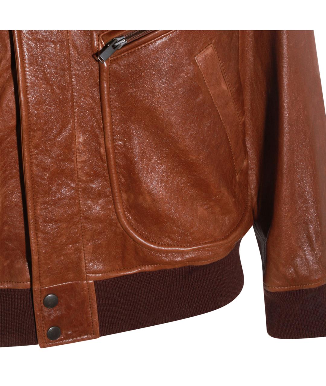 SAINT LAURENT Коричневая кожаная куртка, фото 3