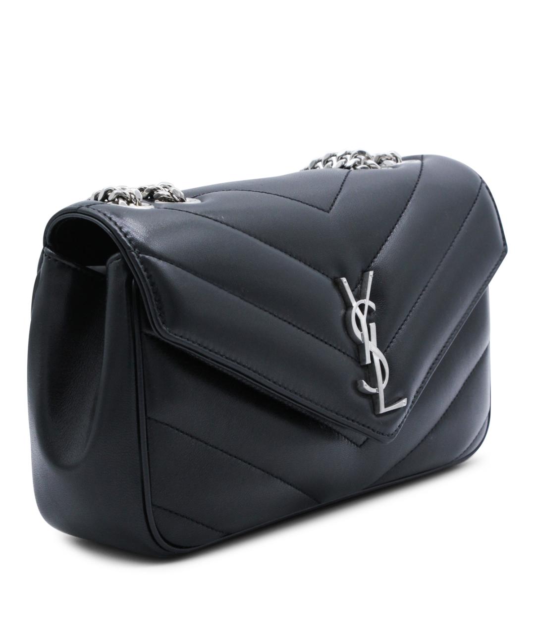 SAINT LAURENT Черная кожаная сумка через плечо, фото 2