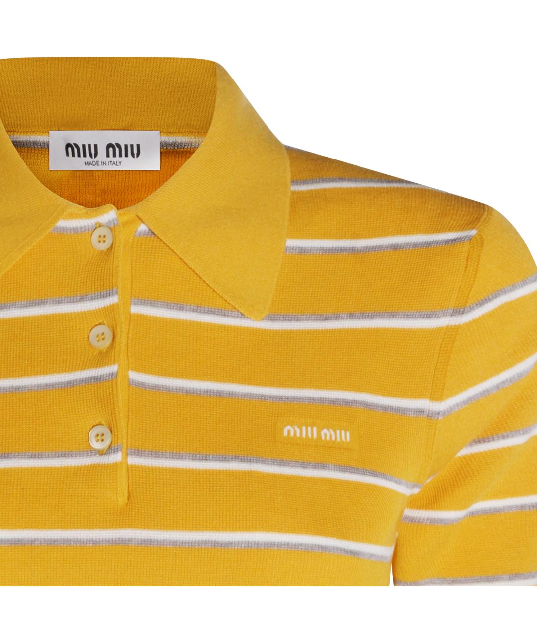 MIU MIU Желтая хлопко-эластановая футболка, фото 3