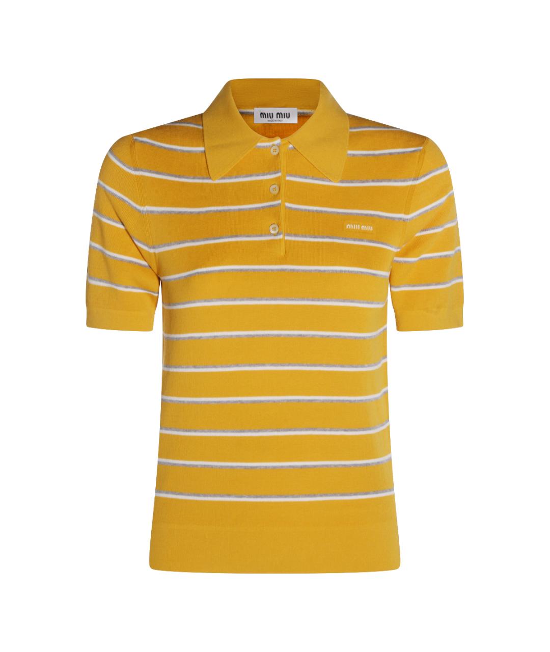 MIU MIU Желтая хлопко-эластановая футболка, фото 1