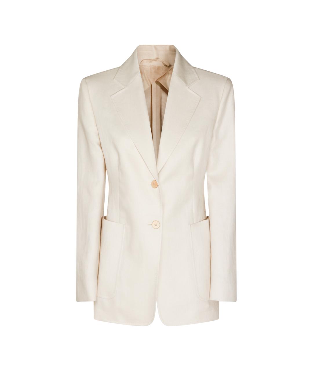 MAX MARA Бежевый льняной жакет/пиджак, фото 1