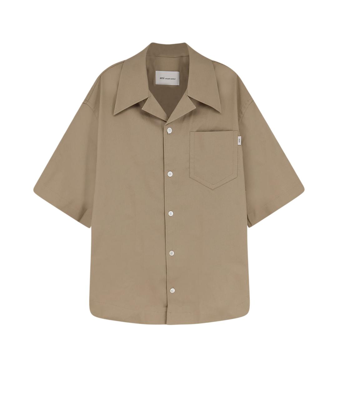 Ami Paris Бежевая хлопковая кэжуал рубашка, фото 4