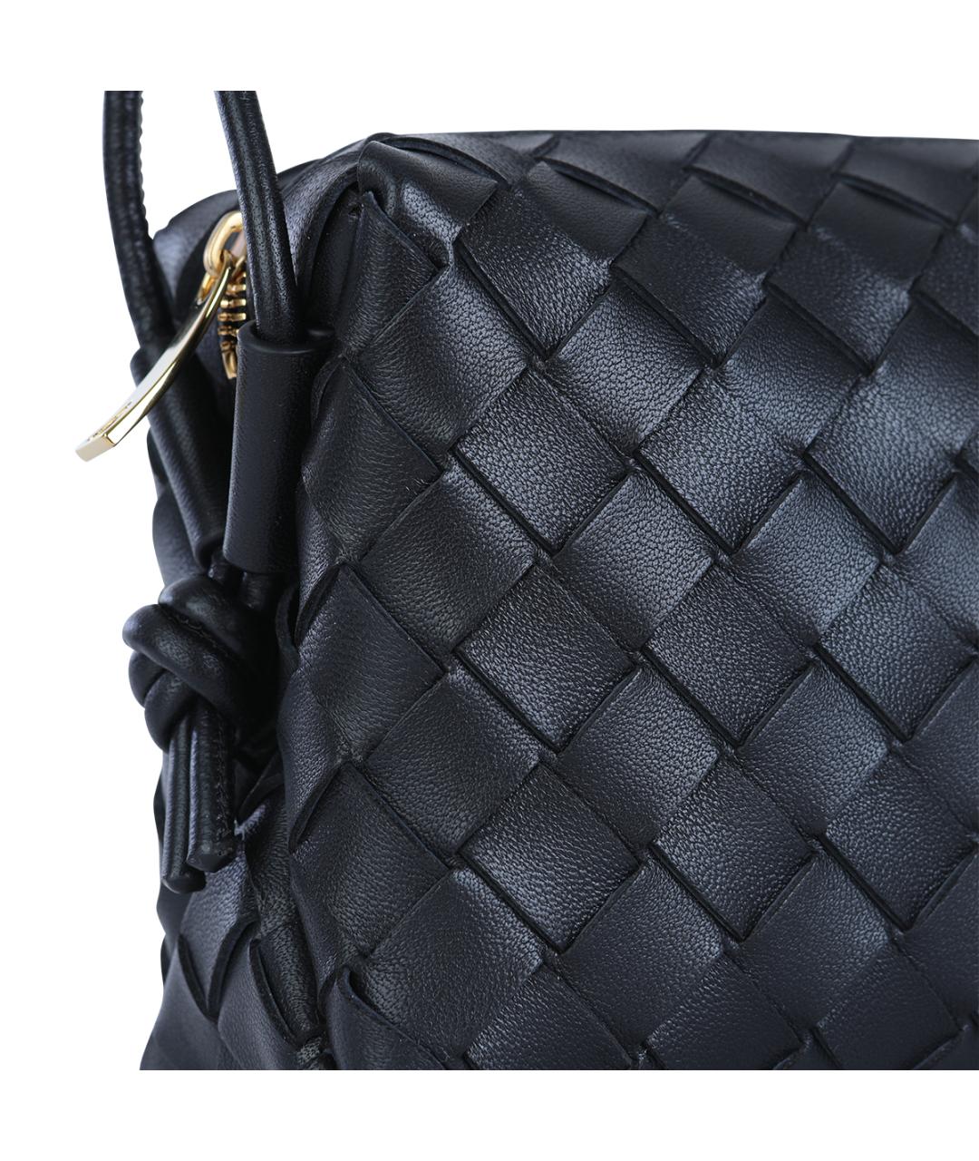 BOTTEGA VENETA Черная кожаная сумка через плечо, фото 4