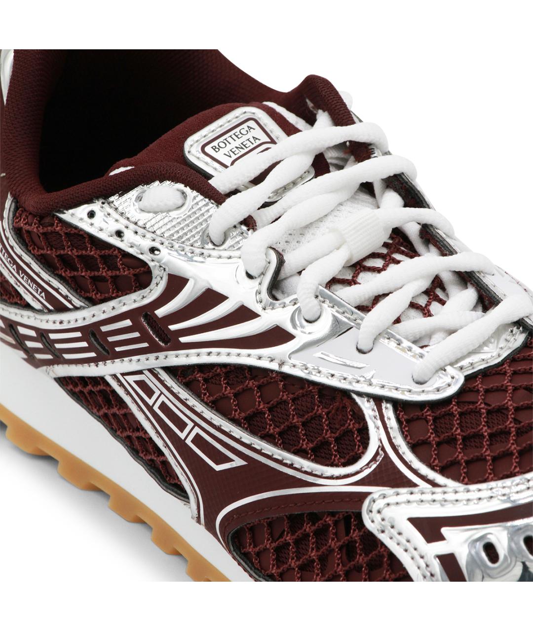 BOTTEGA VENETA Бордовые текстильные кроссовки, фото 4