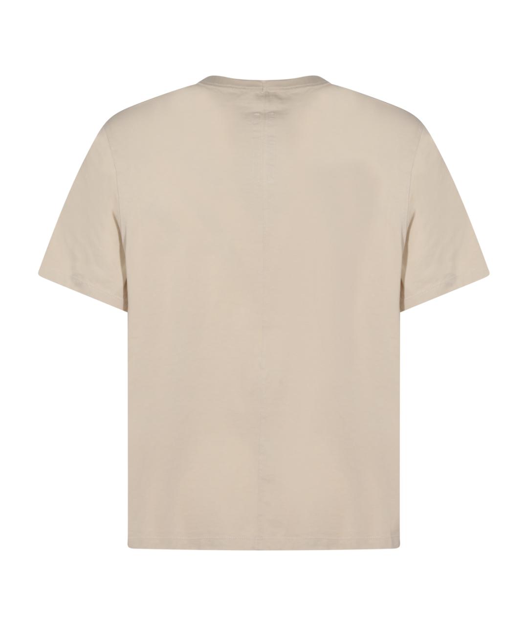 RICK OWENS Бежевая хлопковая футболка, фото 2