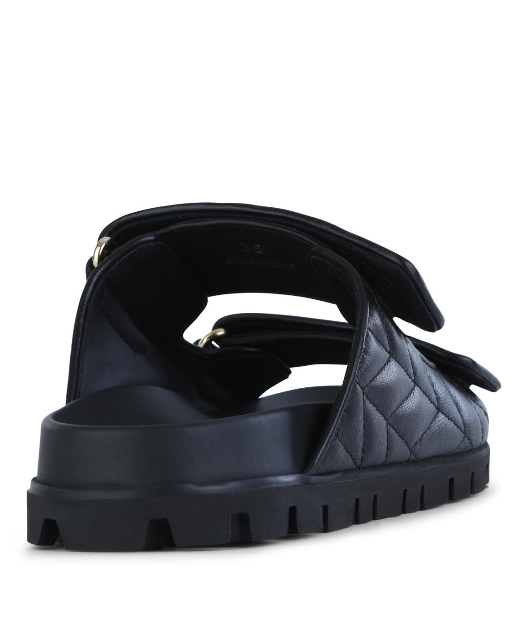 MIU MIU Черные кожаные шлепанцы, фото 3