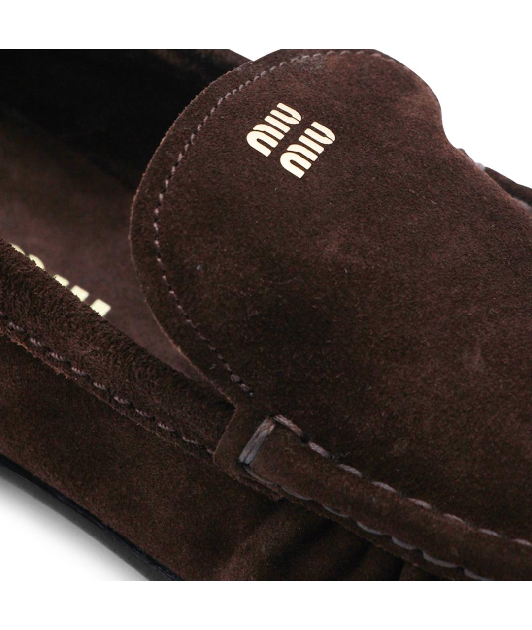 MIU MIU Коричневые замшевые лоферы, фото 4