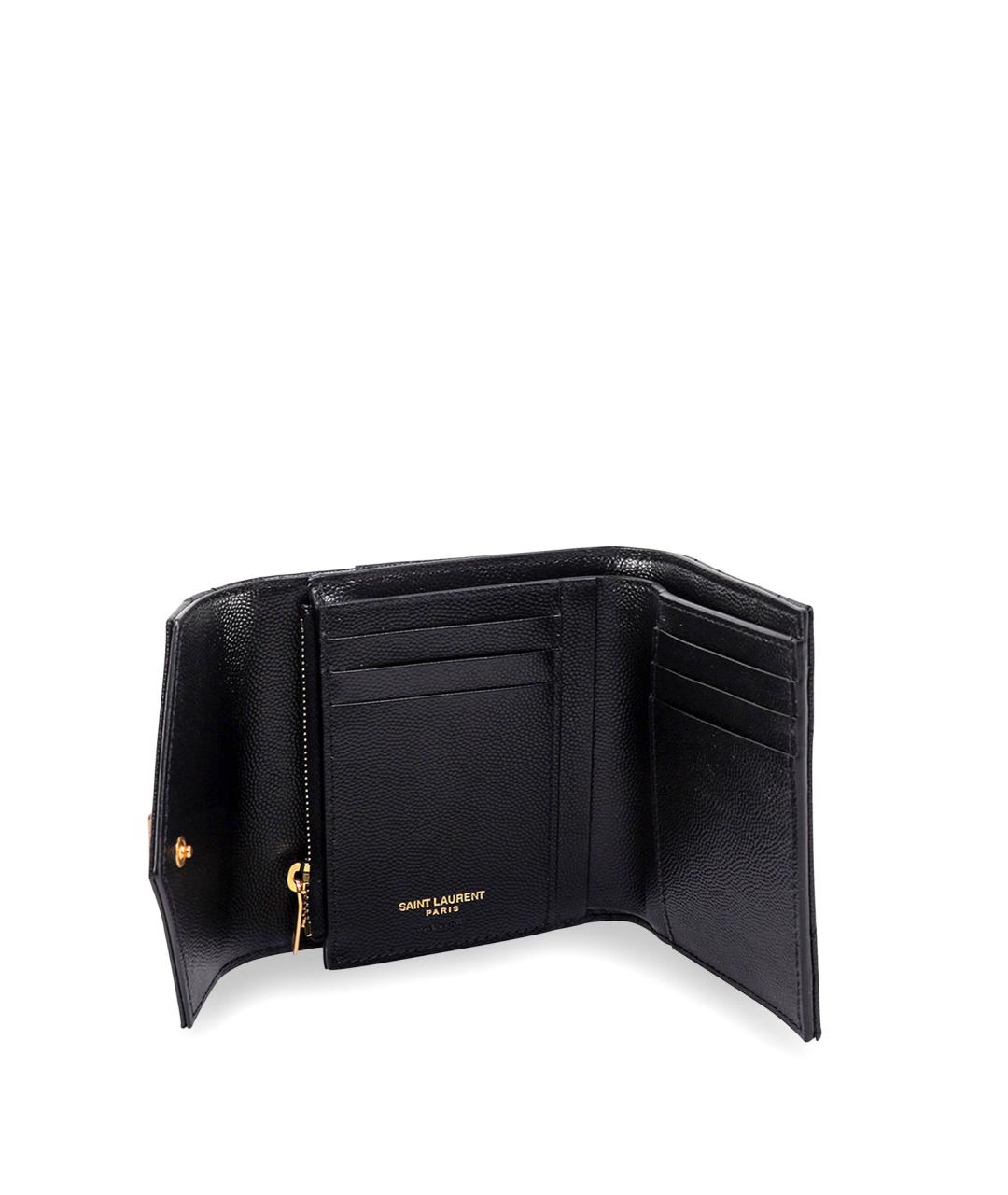 SAINT LAURENT Черный кожаный кошелек, фото 3