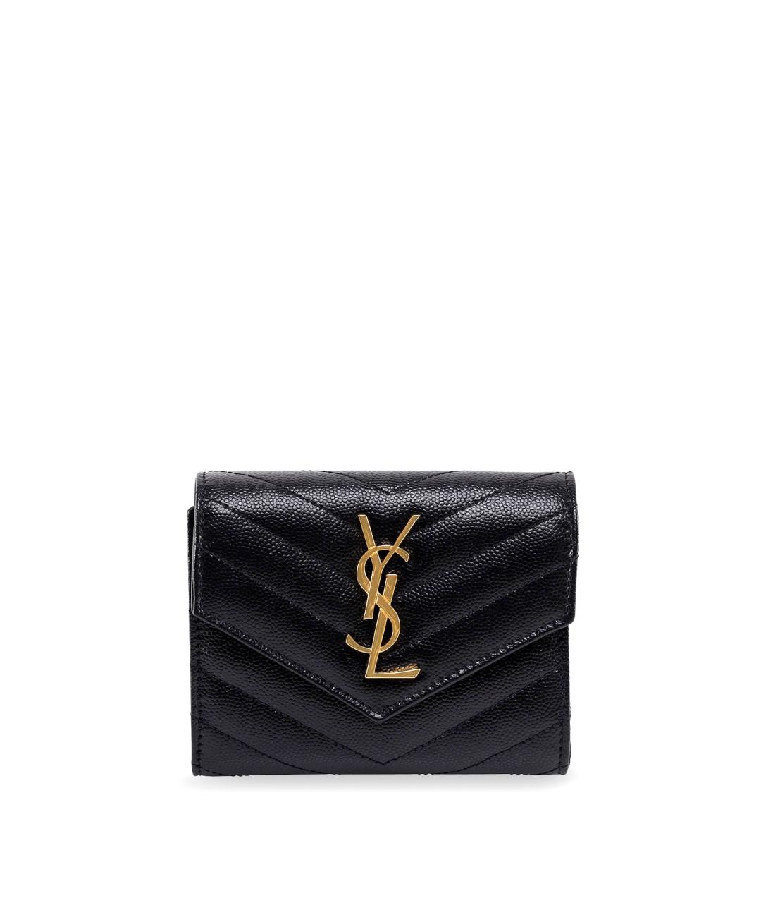 SAINT LAURENT Черный кожаный кошелек, фото 1