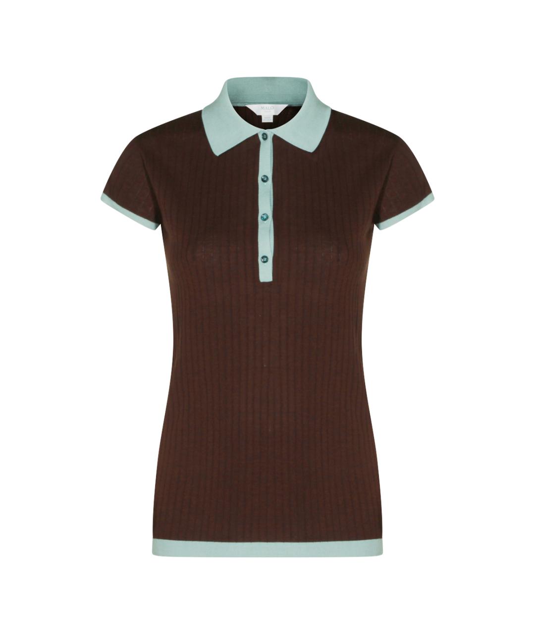 MALO Коричневая хлопковая футболка, фото 1