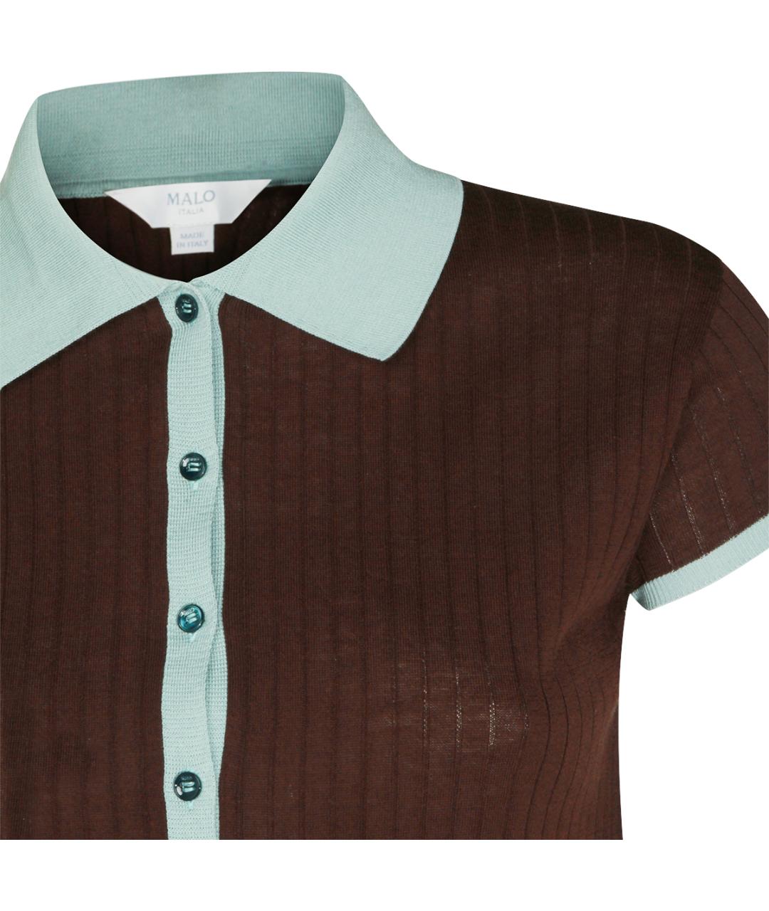 MALO Коричневая хлопковая футболка, фото 3