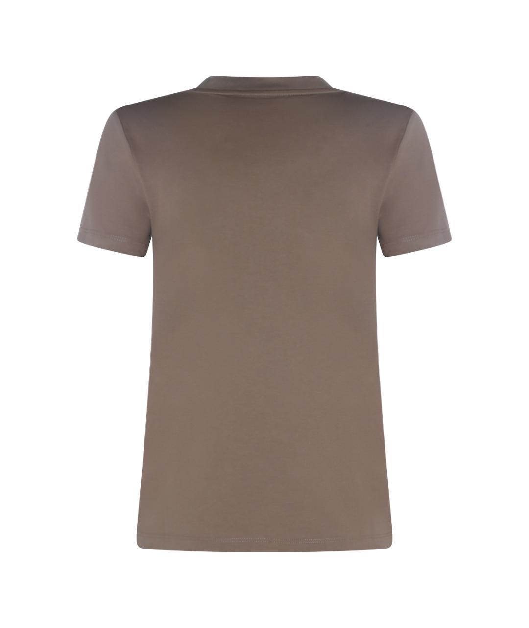 MAX MARA Коричневая хлопковая футболка, фото 2