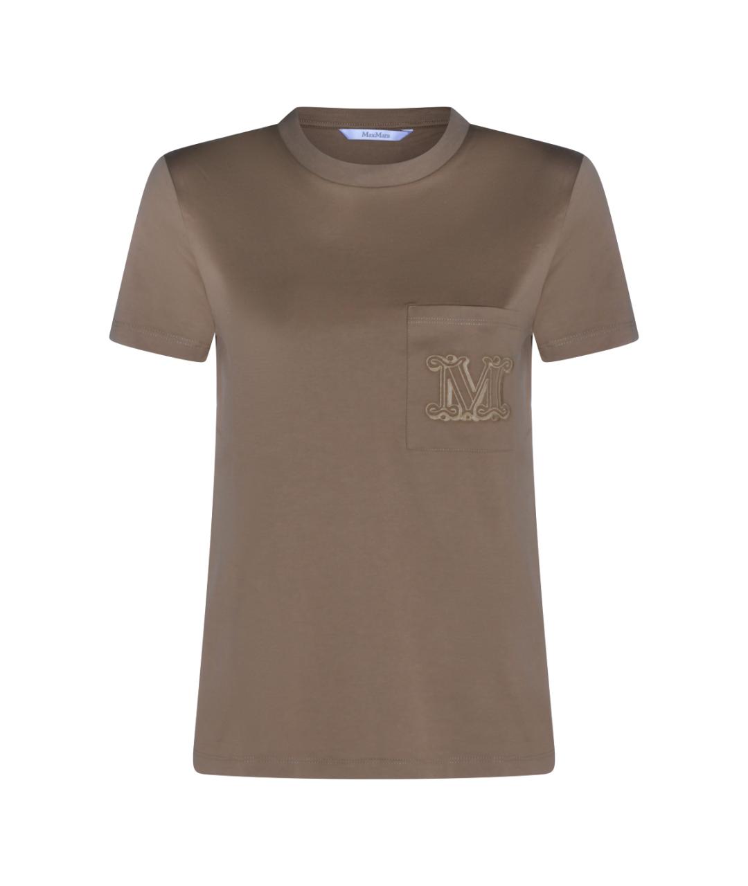 MAX MARA Коричневая хлопковая футболка, фото 1