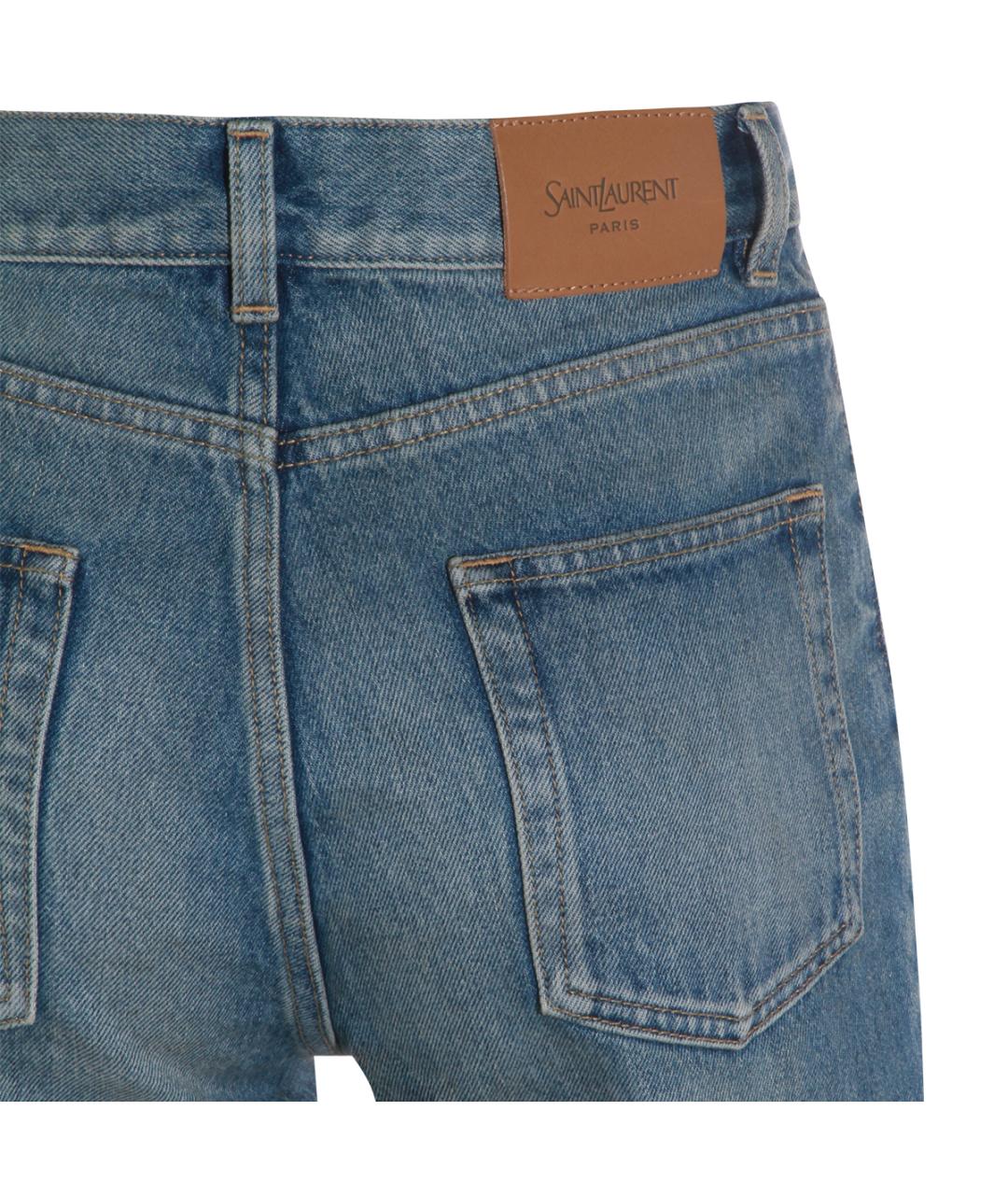 SAINT LAURENT Синие хлопковые прямые джинсы, фото 4