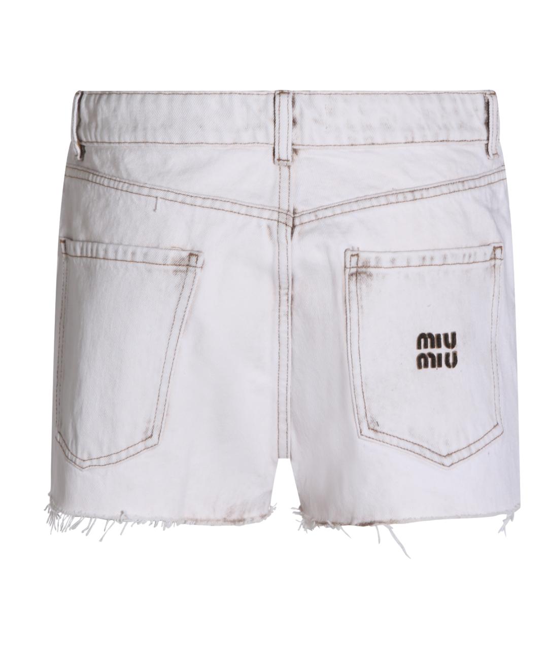 MIU MIU Белые хлопковые шорты, фото 2