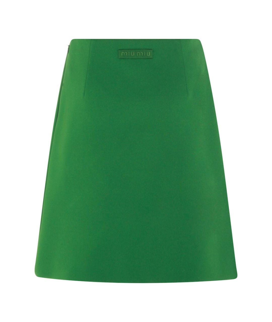 MIU MIU Зеленая синтетическая юбка миди, фото 2