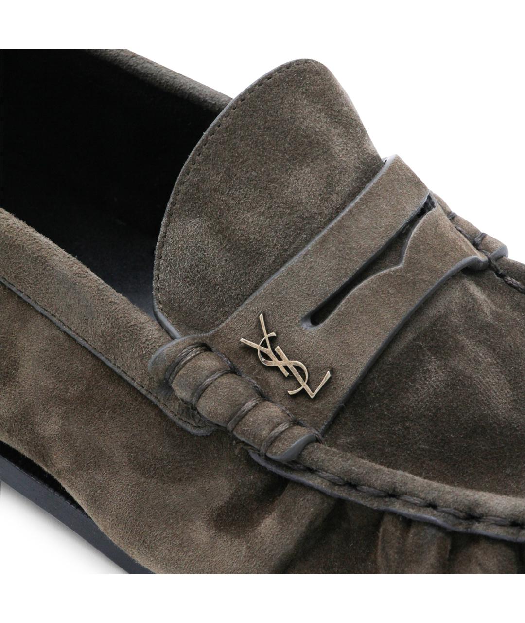 SAINT LAURENT Коричневые замшевые лоферы, фото 4