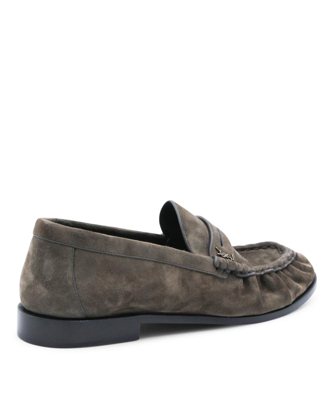 SAINT LAURENT Коричневые замшевые лоферы, фото 3