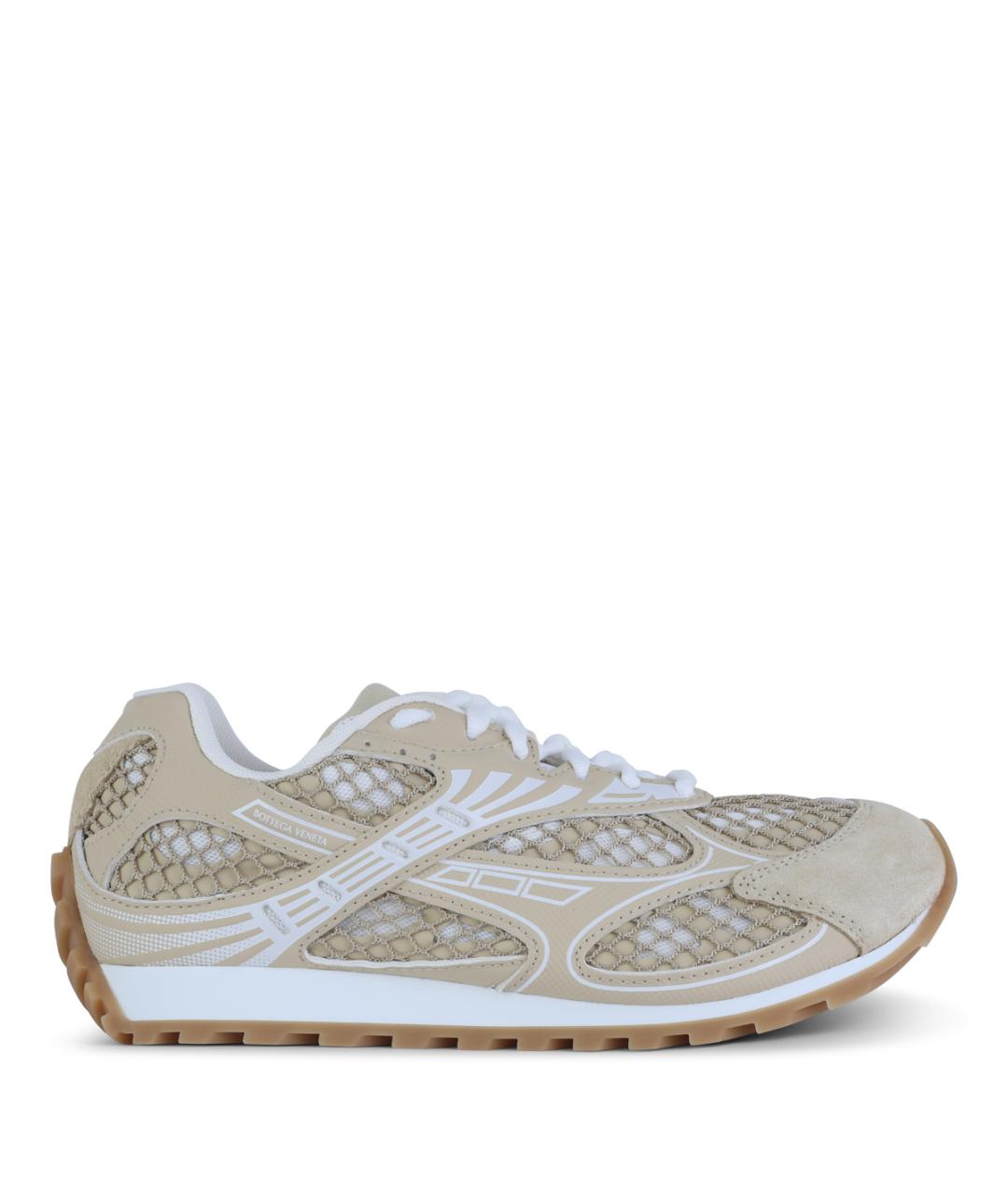 BOTTEGA VENETA Бежевые текстильные кроссовки, фото 1