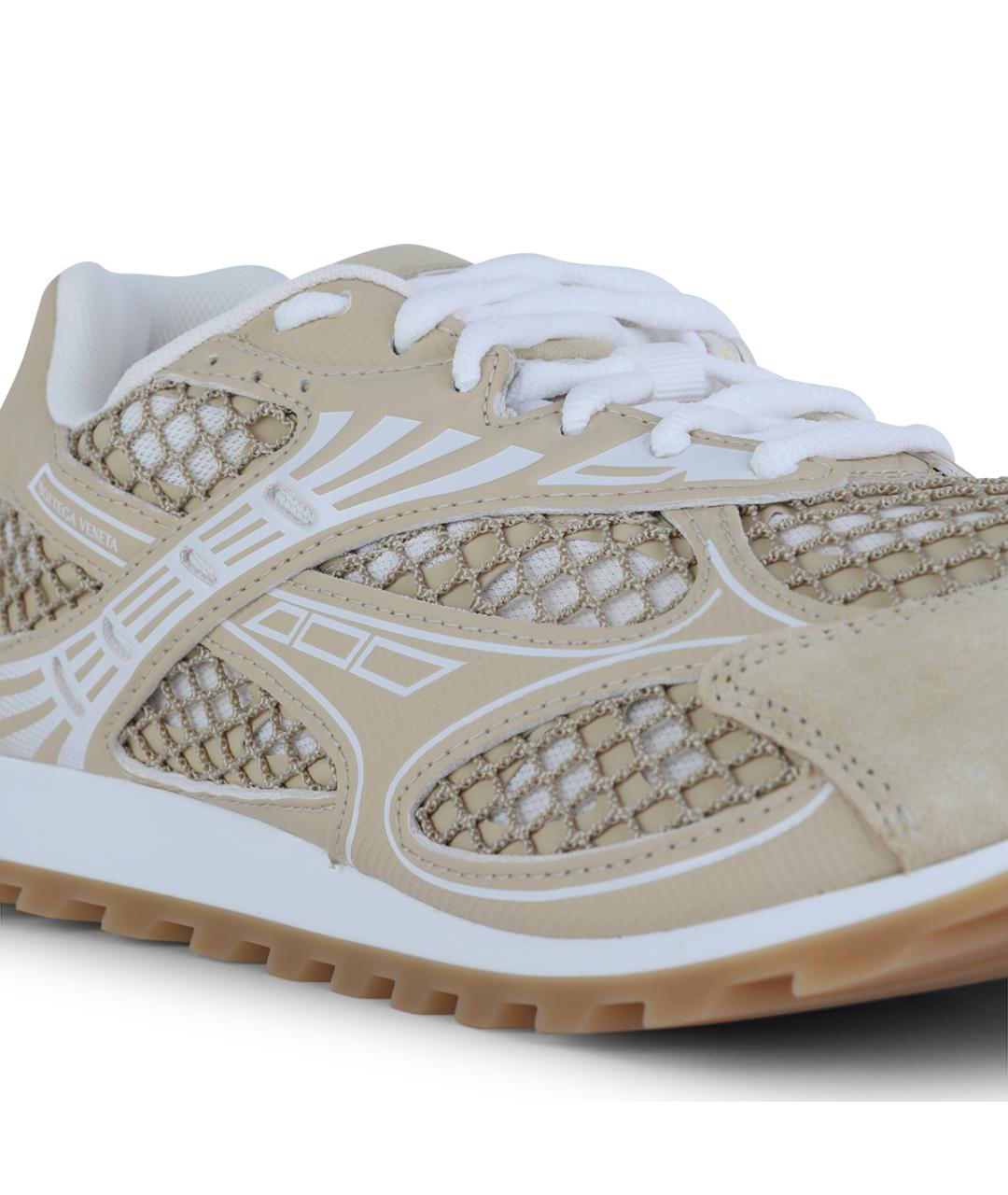 BOTTEGA VENETA Бежевые текстильные кроссовки, фото 4
