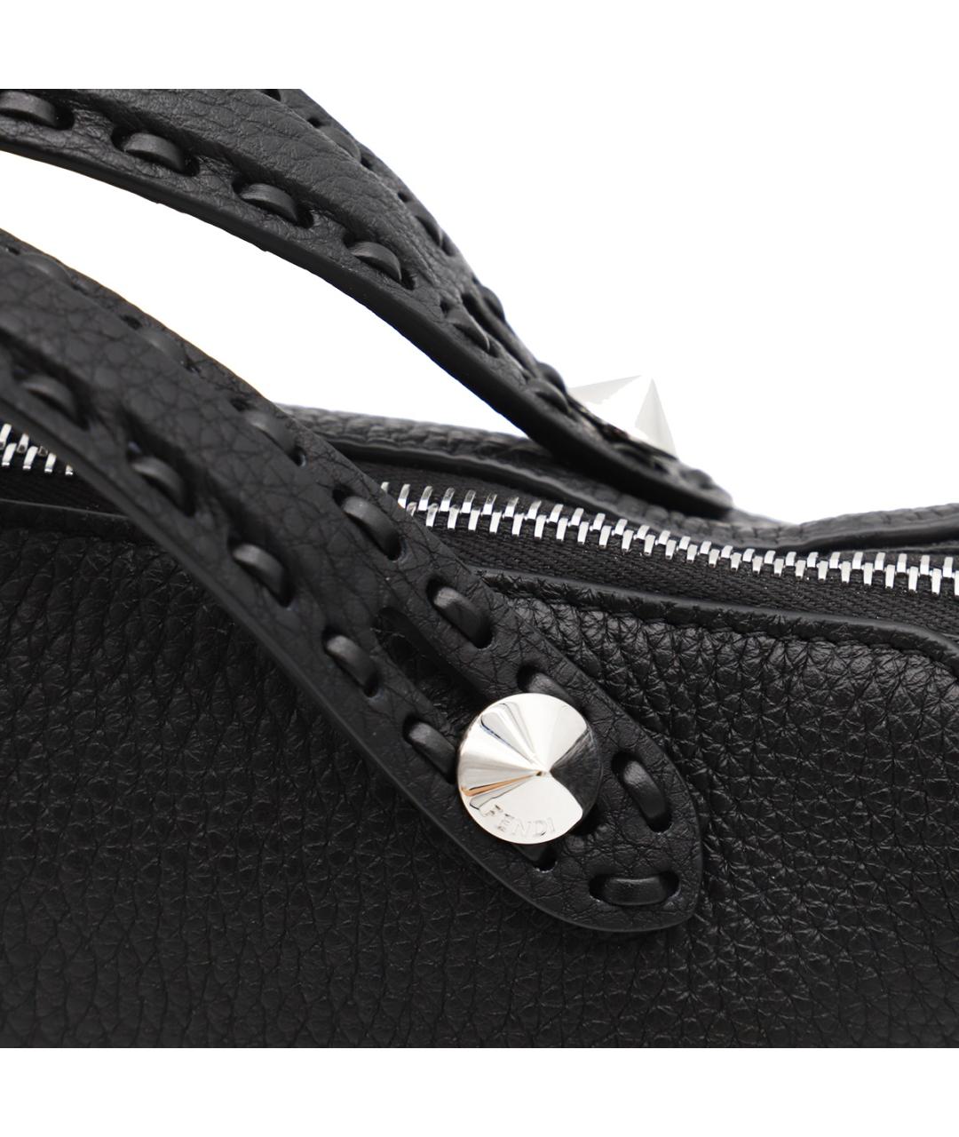 FENDI Черная кожаная сумка тоут, фото 4