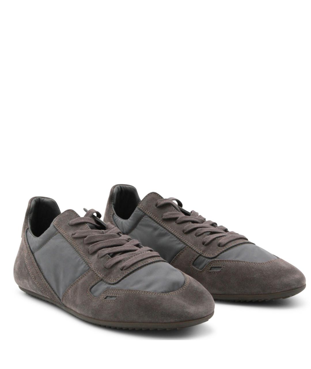 RICK OWENS Серые замшевые низкие кроссовки / кеды, фото 2