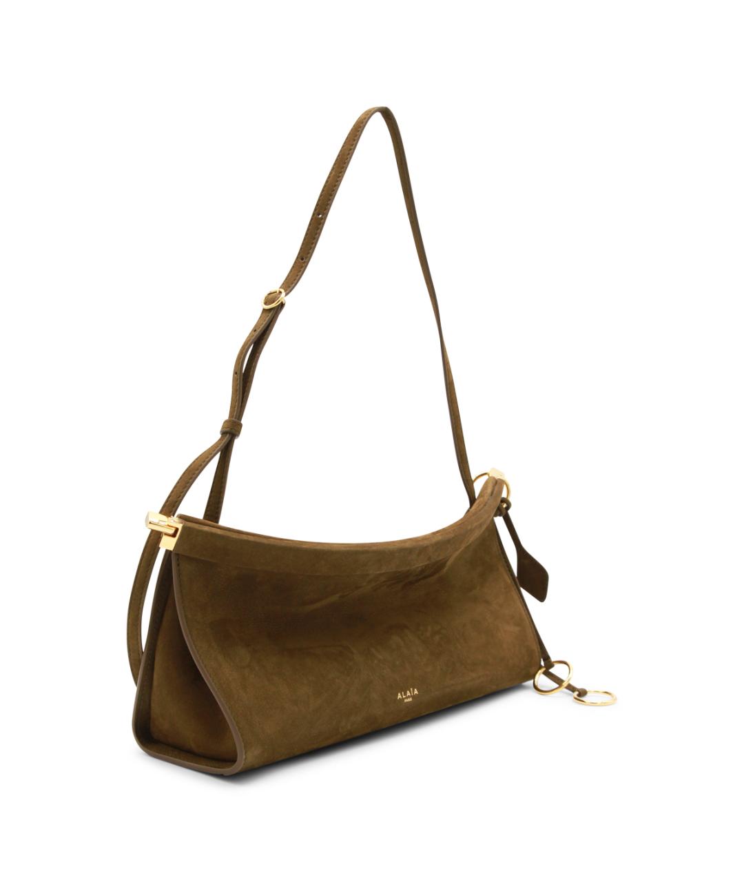 ALAIA Хаки замшевая сумка с короткими ручками, фото 2
