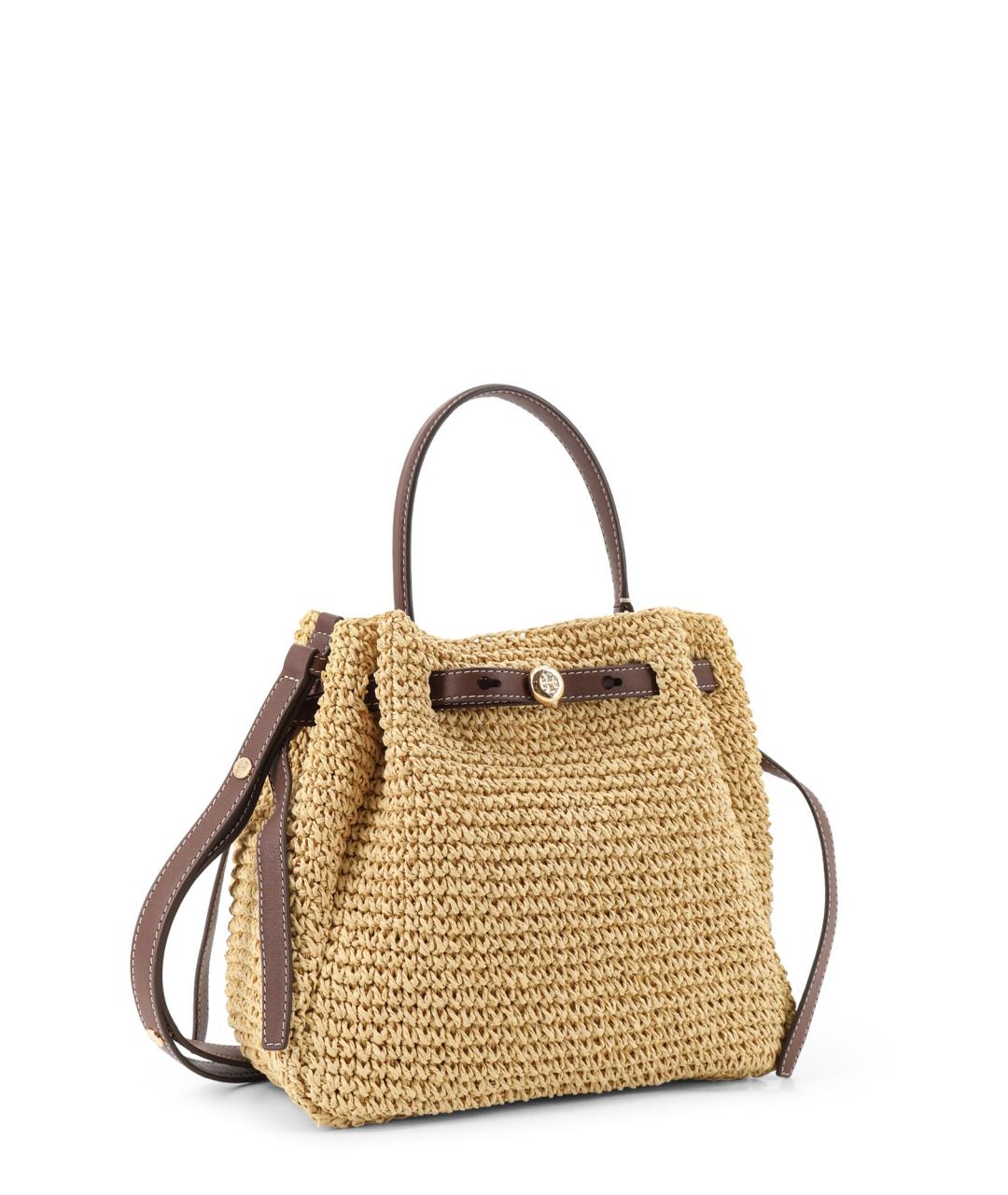 TORY BURCH Бежевая пелетеная сумка с короткими ручками, фото 3