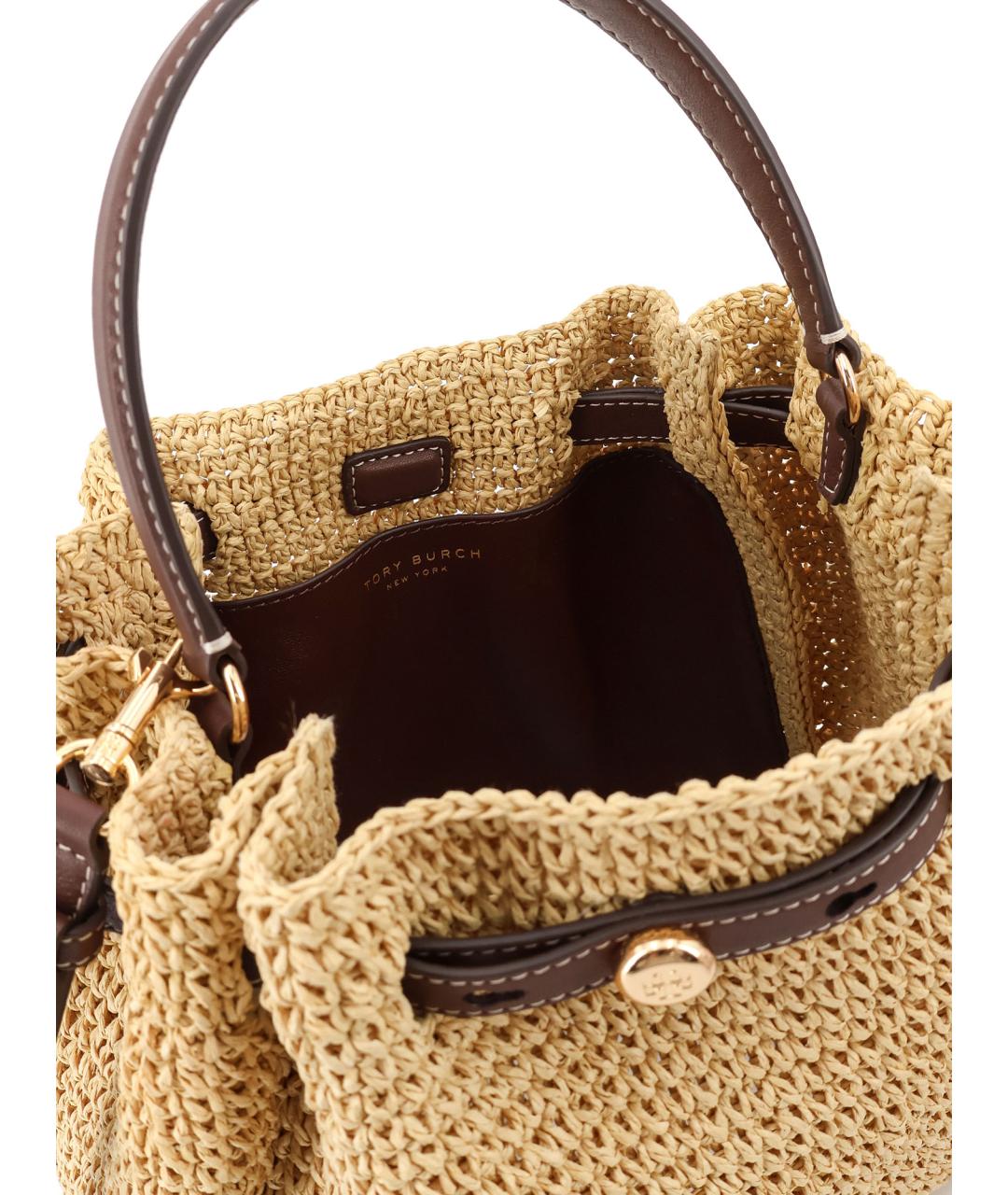 TORY BURCH Бежевая пелетеная сумка с короткими ручками, фото 4