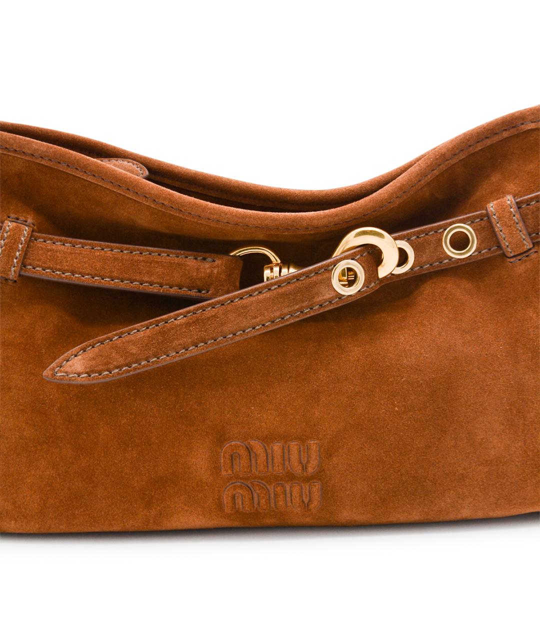 MIU MIU Коричневая замшевая сумка через плечо, фото 4